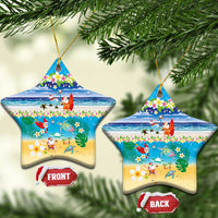 Polynesian Merry Christmas Ceramic Ornament Funny Santa Beach Tropical Plant and Turtle LT03 Star Multicolor - Polynesian Pride