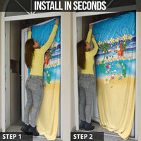 Polynesian Merry Christmas Door Cover Funny Santa Beach Tropical Plant and Turtle - Polynesian Pride