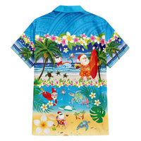 Polynesian Merry Christmas Family Matching Off Shoulder Maxi Dress and Hawaiian Shirt Funny Santa Beach Tropical Plant and Turtle - Polynesian Pride