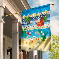 Polynesian Merry Christmas Garden Flag Funny Santa Beach Tropical Plant and Turtle - Polynesian Pride