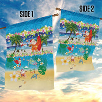 Polynesian Merry Christmas Garden Flag Funny Santa Beach Tropical Plant and Turtle - Polynesian Pride