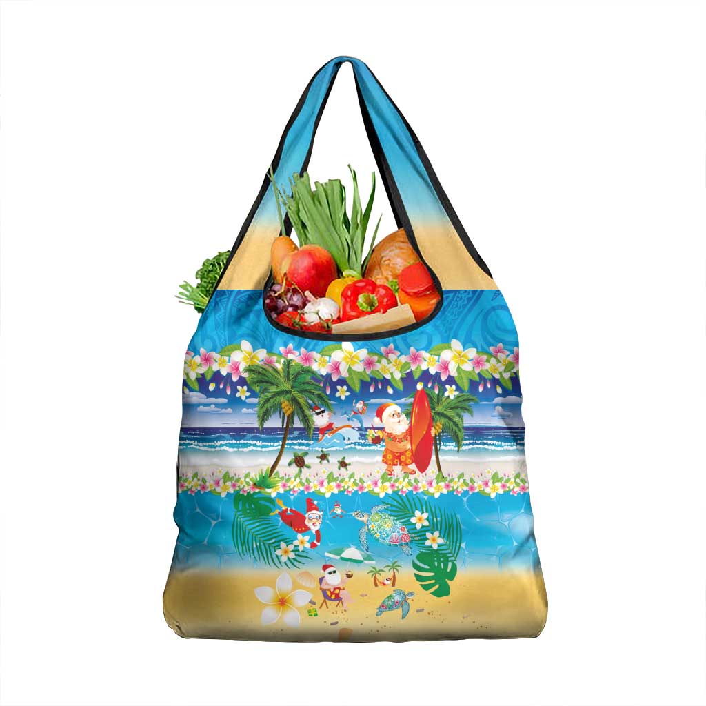 Polynesian Merry Christmas Grocery Bag Funny Santa Beach Tropical Plant and Turtle LT03 1-pack One Size Multicolor - Polynesian Pride