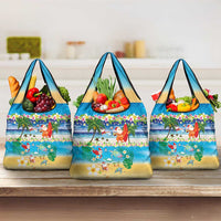 Polynesian Merry Christmas Grocery Bag Funny Santa Beach Tropical Plant and Turtle LT03 3-pack One Size Multicolor - Polynesian Pride
