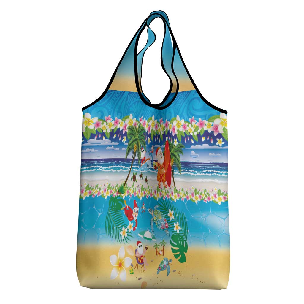 Polynesian Merry Christmas Grocery Bag Funny Santa Beach Tropical Plant and Turtle LT03 - Polynesian Pride