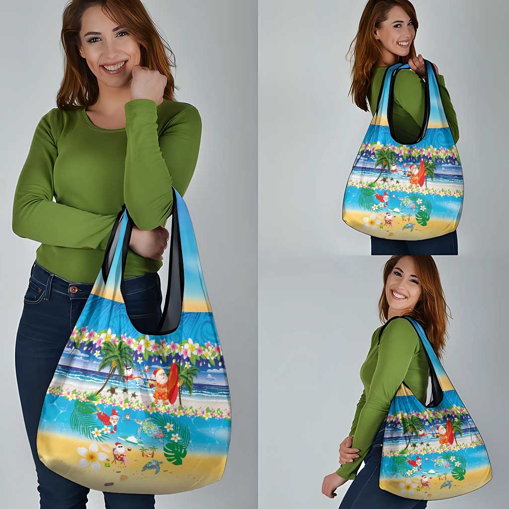 Polynesian Merry Christmas Grocery Bag Funny Santa Beach Tropical Plant and Turtle LT03 - Polynesian Pride