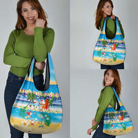 Polynesian Merry Christmas Grocery Bag Funny Santa Beach Tropical Plant and Turtle LT03 - Polynesian Pride