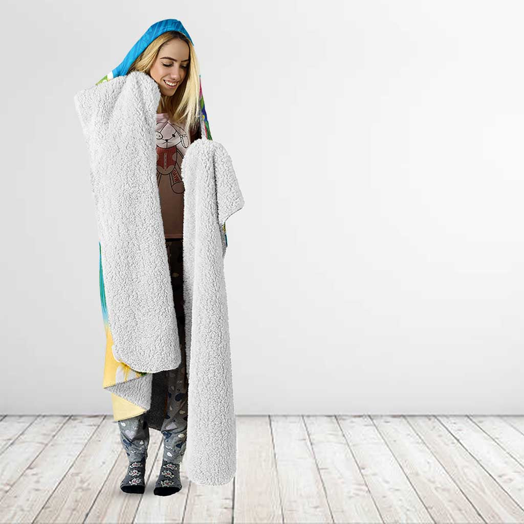 Polynesian Merry Christmas Hooded Blanket Funny Santa Beach Tropical Plant and Turtle LT03 - Polynesian Pride