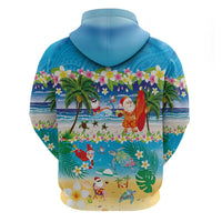 Polynesian Merry Christmas Hoodie Funny Santa Beach Tropical Plant and Turtle - Polynesian Pride