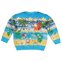 Polynesian Merry Christmas Kid Ugly Christmas Sweater Funny Santa Beach Tropical Plant and Turtle LT03 - Polynesian Pride