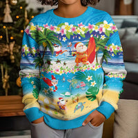 Polynesian Merry Christmas Kid Ugly Christmas Sweater Funny Santa Beach Tropical Plant and Turtle LT03 - Polynesian Pride