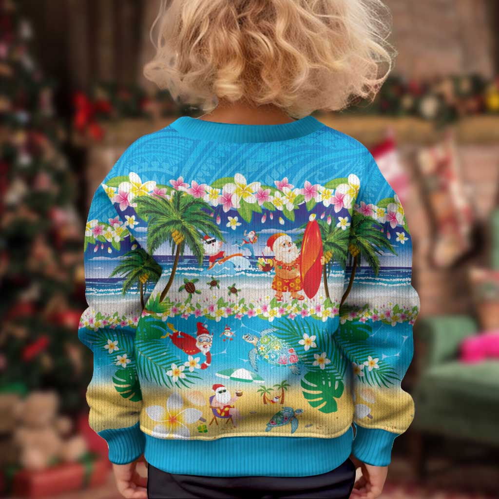 Polynesian Merry Christmas Kid Ugly Christmas Sweater Funny Santa Beach Tropical Plant and Turtle LT03 - Polynesian Pride