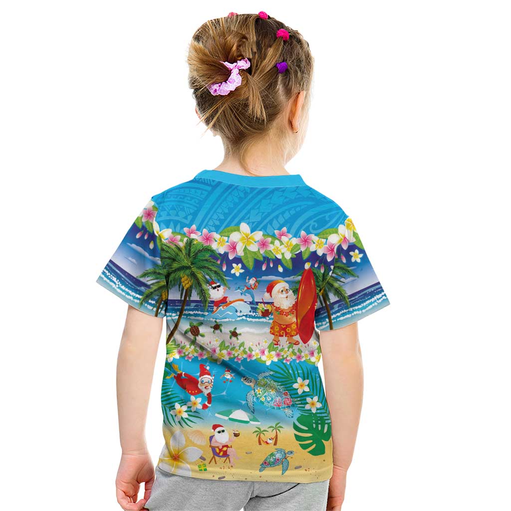 Polynesian Merry Christmas Kid T Shirt Funny Santa Beach Tropical Plant and Turtle LT03 - Polynesian Pride