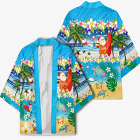 Polynesian Merry Christmas Kimono Funny Santa Beach Tropical Plant and Turtle - Polynesian Pride