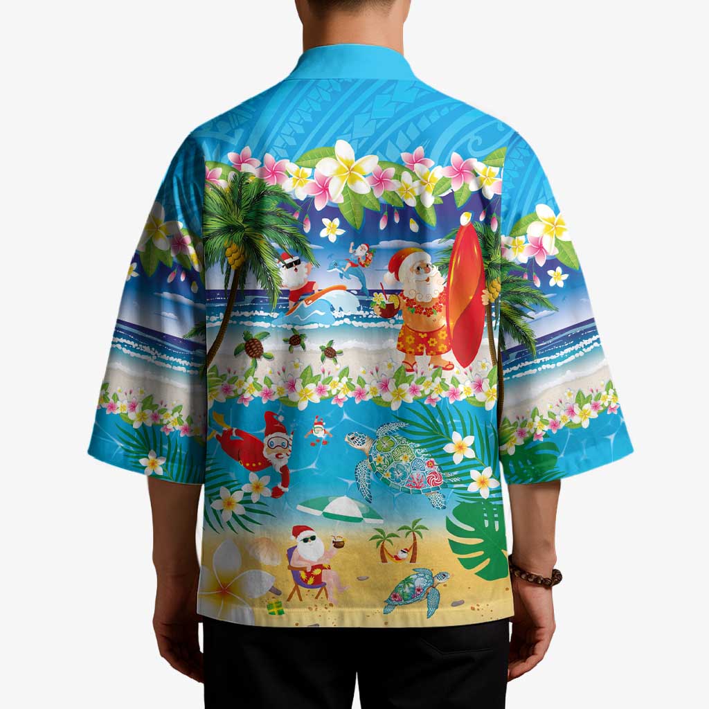 Polynesian Merry Christmas Kimono Funny Santa Beach Tropical Plant and Turtle - Polynesian Pride