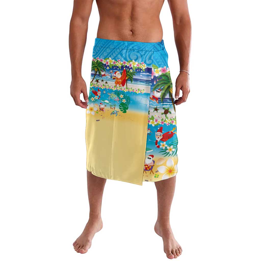Polynesian Merry Christmas Lavalava Funny Santa Beach Tropical Plant and Turtle - Polynesian Pride