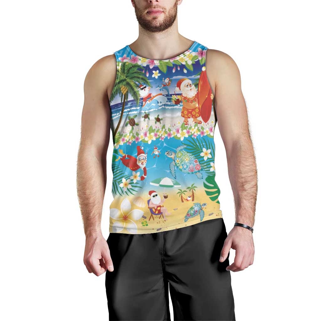 Polynesian Merry Christmas Men Tank Top Funny Santa Beach Tropical Plant and Turtle LT03 - Polynesian Pride