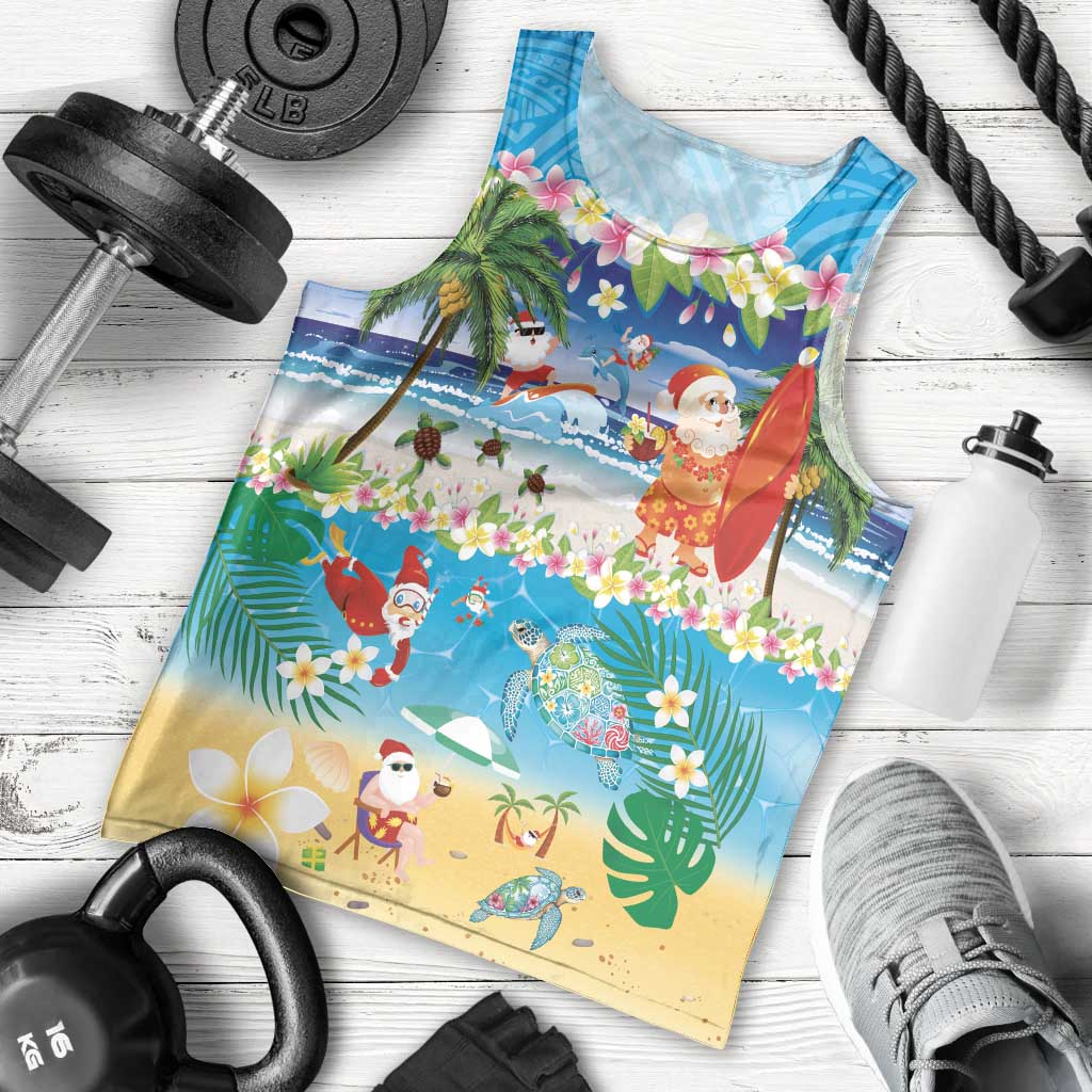 Polynesian Merry Christmas Men Tank Top Funny Santa Beach Tropical Plant and Turtle LT03 - Polynesian Pride
