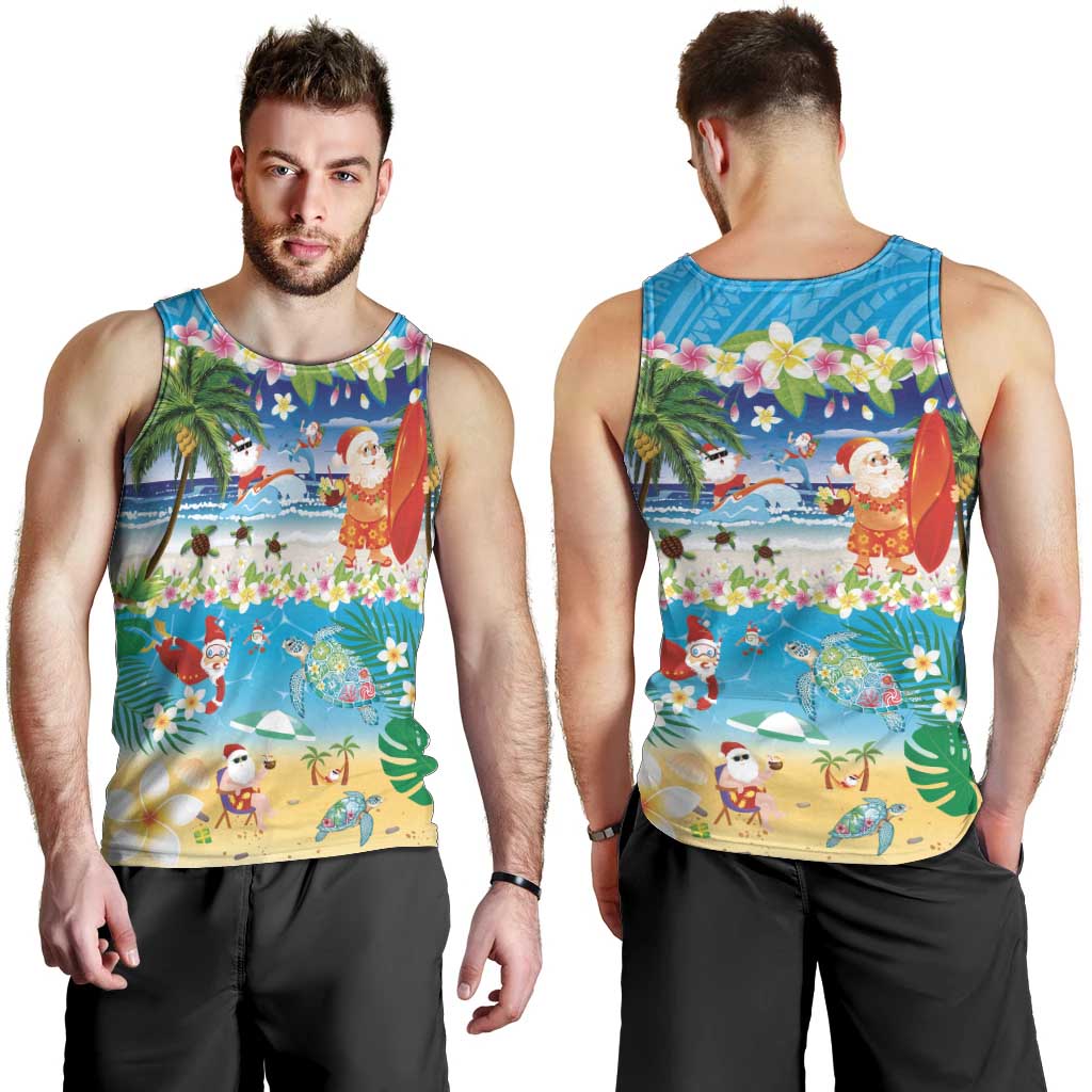 Polynesian Merry Christmas Men Tank Top Funny Santa Beach Tropical Plant and Turtle LT03 - Polynesian Pride