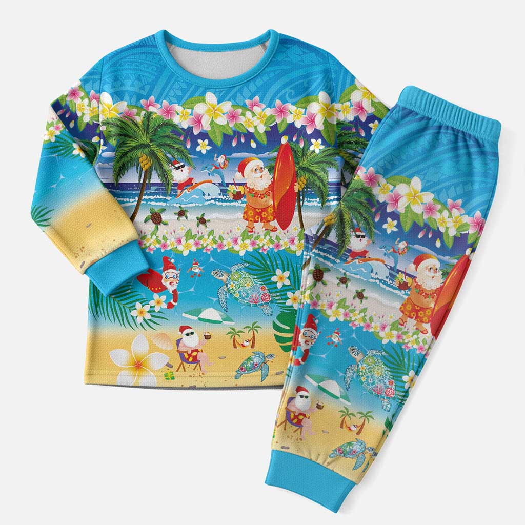 Polynesian Merry Christmas Pajama Set Funny Santa Beach Tropical Plant and Turtle LT03 Men Multicolor - Polynesian Pride