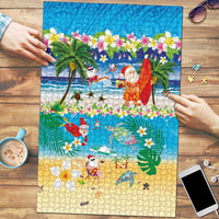 Polynesian Merry Christmas Puzzle Funny Santa Beach Tropical Plant and Turtle LT03 Multicolor - Polynesian Pride