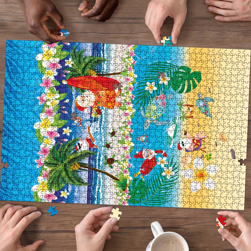 Polynesian Merry Christmas Puzzle Funny Santa Beach Tropical Plant and Turtle LT03 - Polynesian Pride