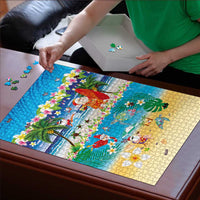 Polynesian Merry Christmas Puzzle Funny Santa Beach Tropical Plant and Turtle LT03 - Polynesian Pride