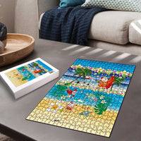 Polynesian Merry Christmas Puzzle Funny Santa Beach Tropical Plant and Turtle LT03 - Polynesian Pride