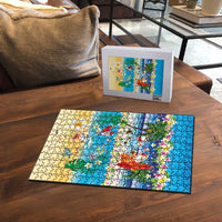 Polynesian Merry Christmas Puzzle Funny Santa Beach Tropical Plant and Turtle LT03 - Polynesian Pride