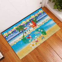 Polynesian Merry Christmas Rubber Doormat Funny Santa Beach Tropical Plant and Turtle LT03 - Polynesian Pride