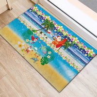 Polynesian Merry Christmas Rubber Doormat Funny Santa Beach Tropical Plant and Turtle LT03 - Polynesian Pride