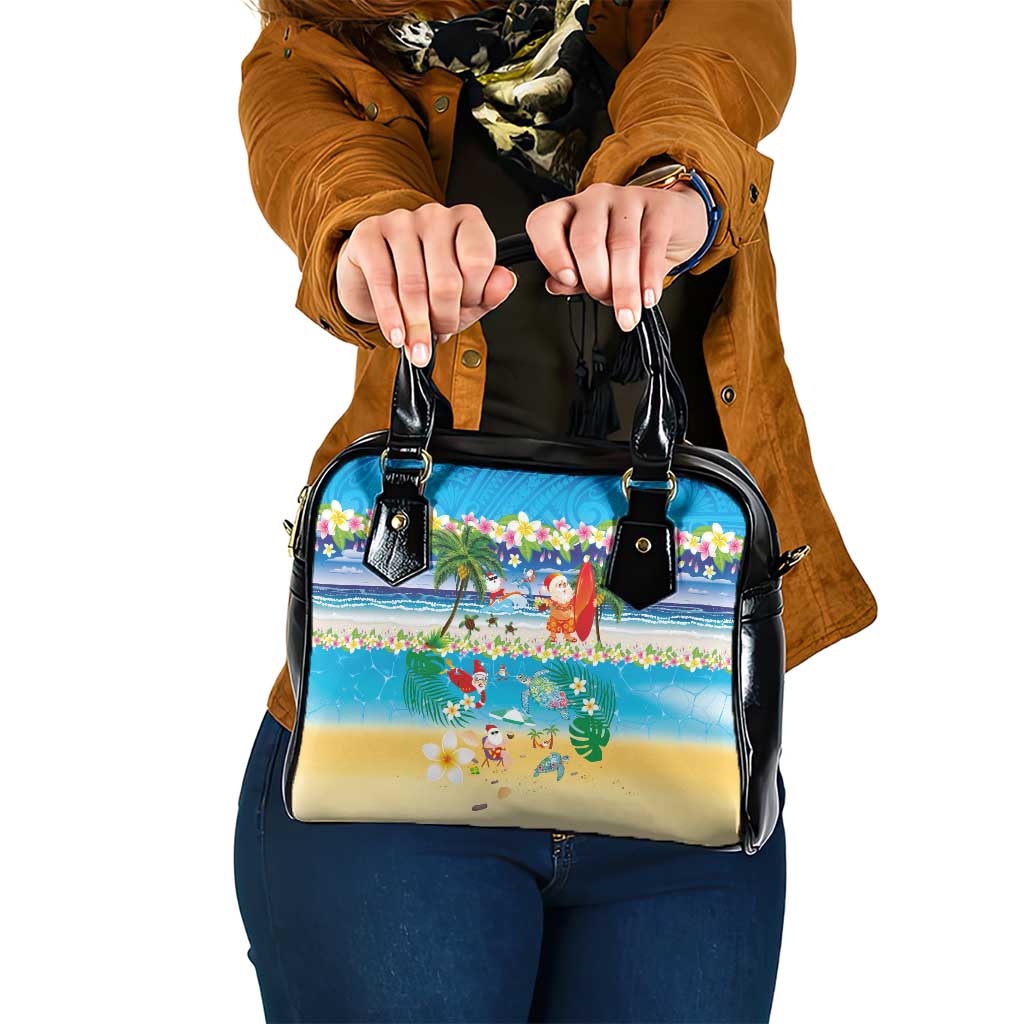 Polynesian Merry Christmas Shoulder Handbag Funny Santa Beach Tropical Plant and Turtle LT03 One Size Multicolor - Polynesian Pride