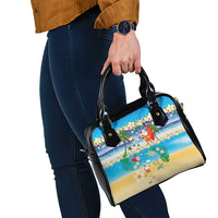 Polynesian Merry Christmas Shoulder Handbag Funny Santa Beach Tropical Plant and Turtle LT03 - Polynesian Pride