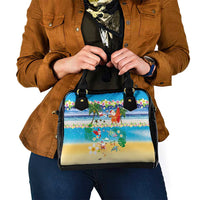 Polynesian Merry Christmas Shoulder Handbag Funny Santa Beach Tropical Plant and Turtle LT03 - Polynesian Pride