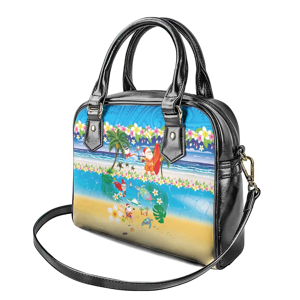 Polynesian Merry Christmas Shoulder Handbag Funny Santa Beach Tropical Plant and Turtle LT03 - Polynesian Pride