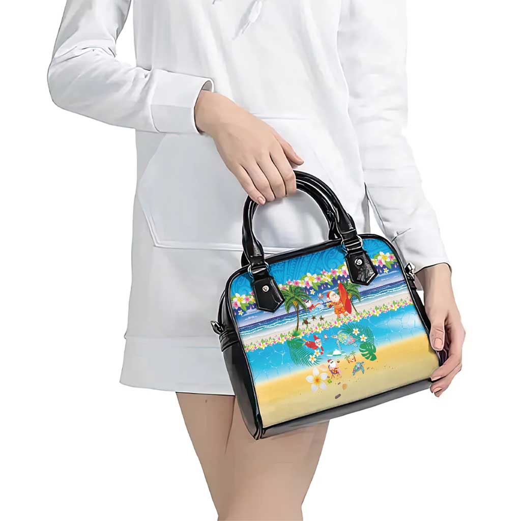 Polynesian Merry Christmas Shoulder Handbag Funny Santa Beach Tropical Plant and Turtle LT03 - Polynesian Pride
