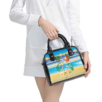 Polynesian Merry Christmas Shoulder Handbag Funny Santa Beach Tropical Plant and Turtle LT03 - Polynesian Pride