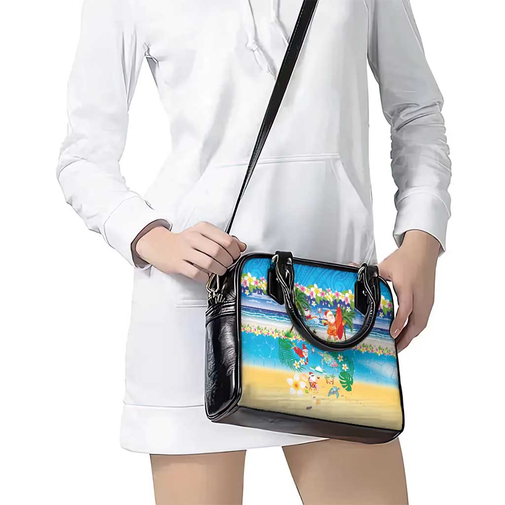 Polynesian Merry Christmas Shoulder Handbag Funny Santa Beach Tropical Plant and Turtle LT03 - Polynesian Pride