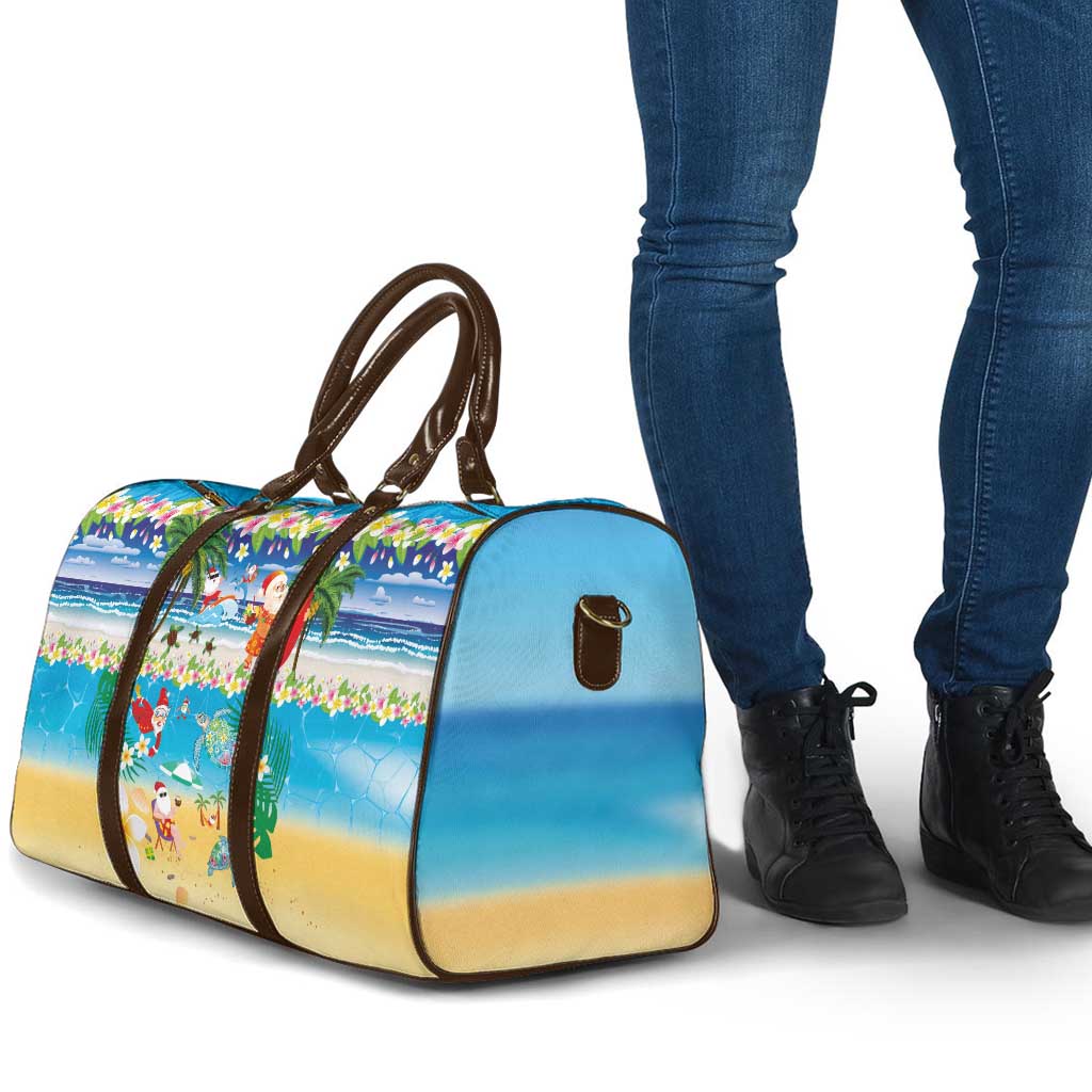 Polynesian Merry Christmas Travel Bag Funny Santa Beach Tropical Plant and Turtle LT03 - Polynesian Pride