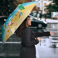 Polynesian Merry Christmas Umbrella Funny Santa Beach Tropical Plant and Turtle - Polynesian Pride