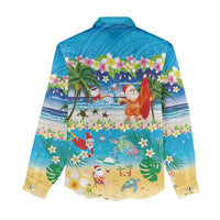 Polynesian Merry Christmas Women Casual Shirt Funny Santa Beach Tropical Plant and Turtle - Polynesian Pride