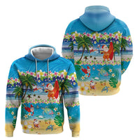Polynesian Merry Christmas Zip Hoodie Funny Santa Beach Tropical Plant and Turtle LT03 - Polynesian Pride