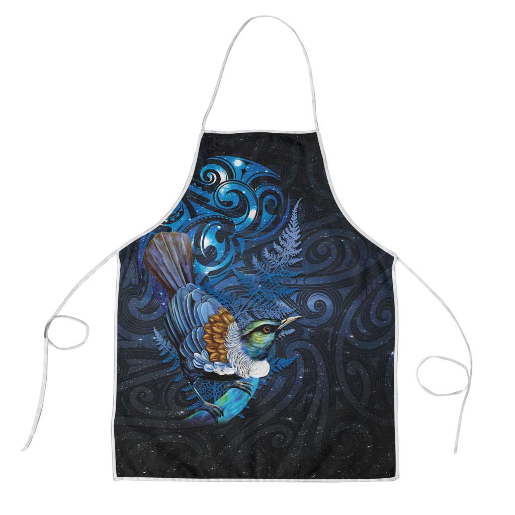Aotearoa Matariki Apron Maori Tribal with Silver Fern and Tui Bird Galaxy Style - Polynesian Pride