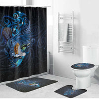 Aotearoa Matariki Bathroom Set Maori Tribal with Silver Fern and Tui Bird Galaxy Style - Polynesian Pride