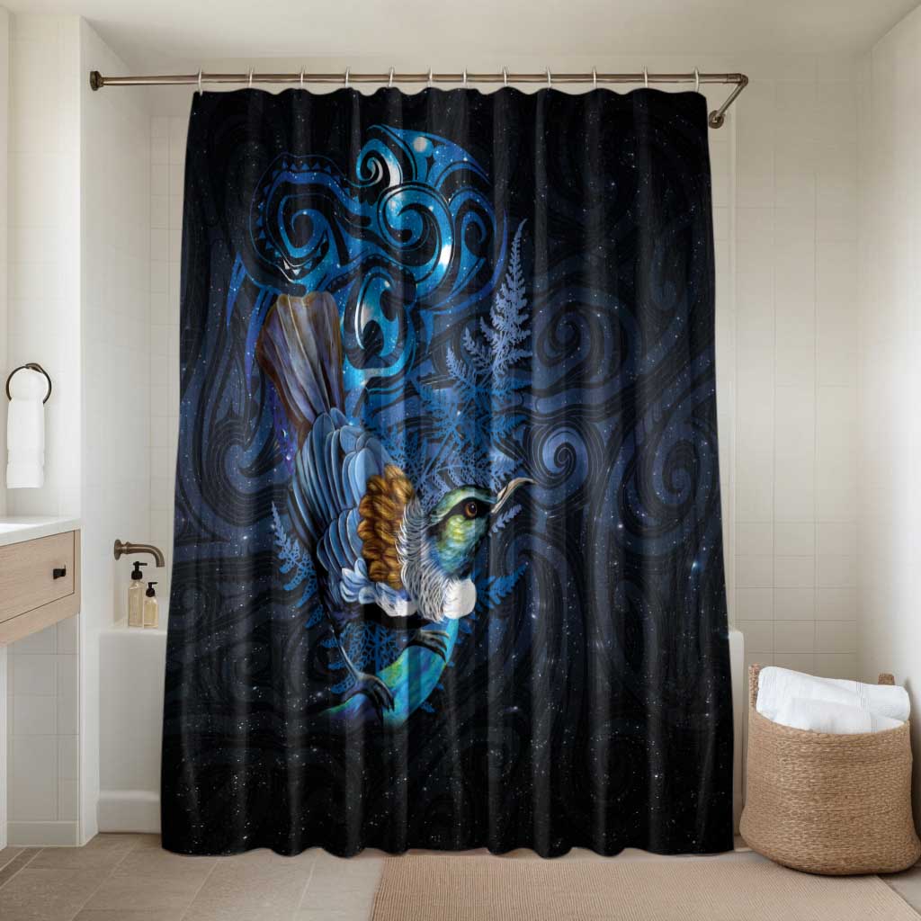 Aotearoa Matariki Bathroom Set Maori Tribal with Silver Fern and Tui Bird Galaxy Style - Polynesian Pride