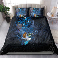 Aotearoa Matariki Bedding Set Maori Tribal with Silver Fern and Tui Bird Galaxy Style - Polynesian Pride