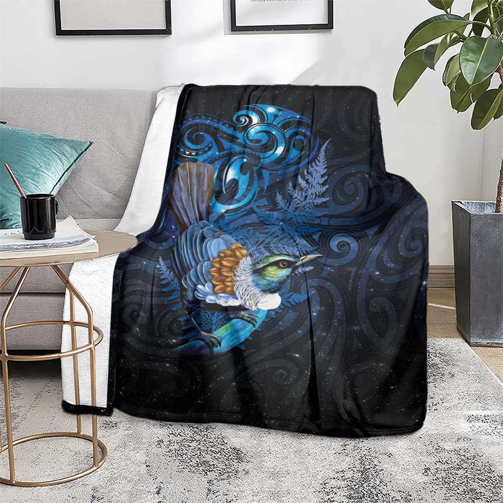 Aotearoa Matariki Blanket Maori Tribal with Silver Fern and Tui Bird Galaxy Style - Polynesian Pride