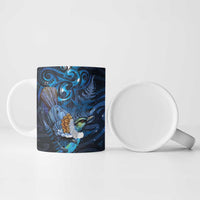 Aotearoa Matariki Ceramic Mug Maori Tribal with Silver Fern and Tui Bird Galaxy Style - Polynesian Pride