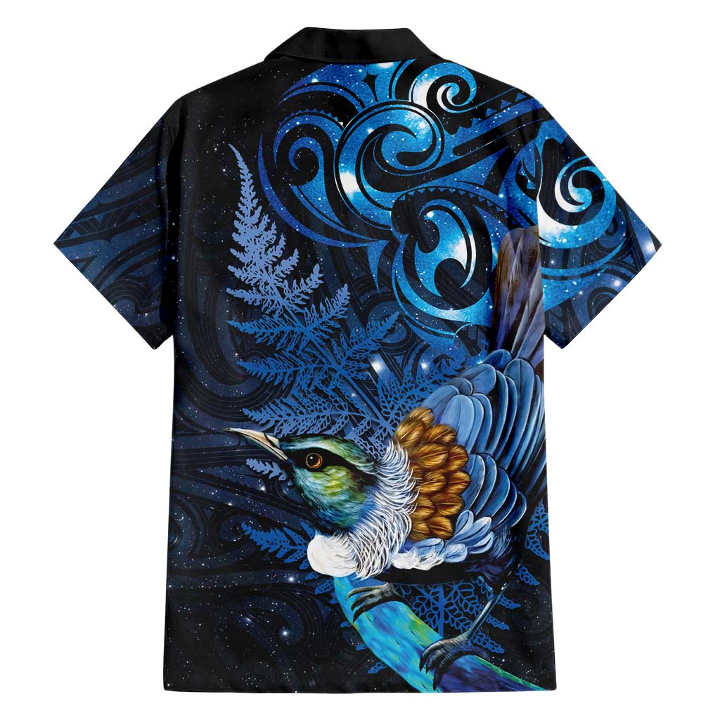 Aotearoa Matariki Family Matching Puletasi and Hawaiian Shirt Maori Tribal with Silver Fern and Tui Bird Galaxy Style - Polynesian Pride