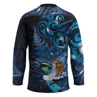 Aotearoa Matariki Hockey Jersey Maori Tribal with Silver Fern and Tui Bird Galaxy Style - Polynesian Pride