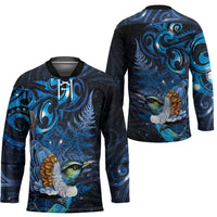 Aotearoa Matariki Hockey Jersey Maori Tribal with Silver Fern and Tui Bird Galaxy Style - Polynesian Pride